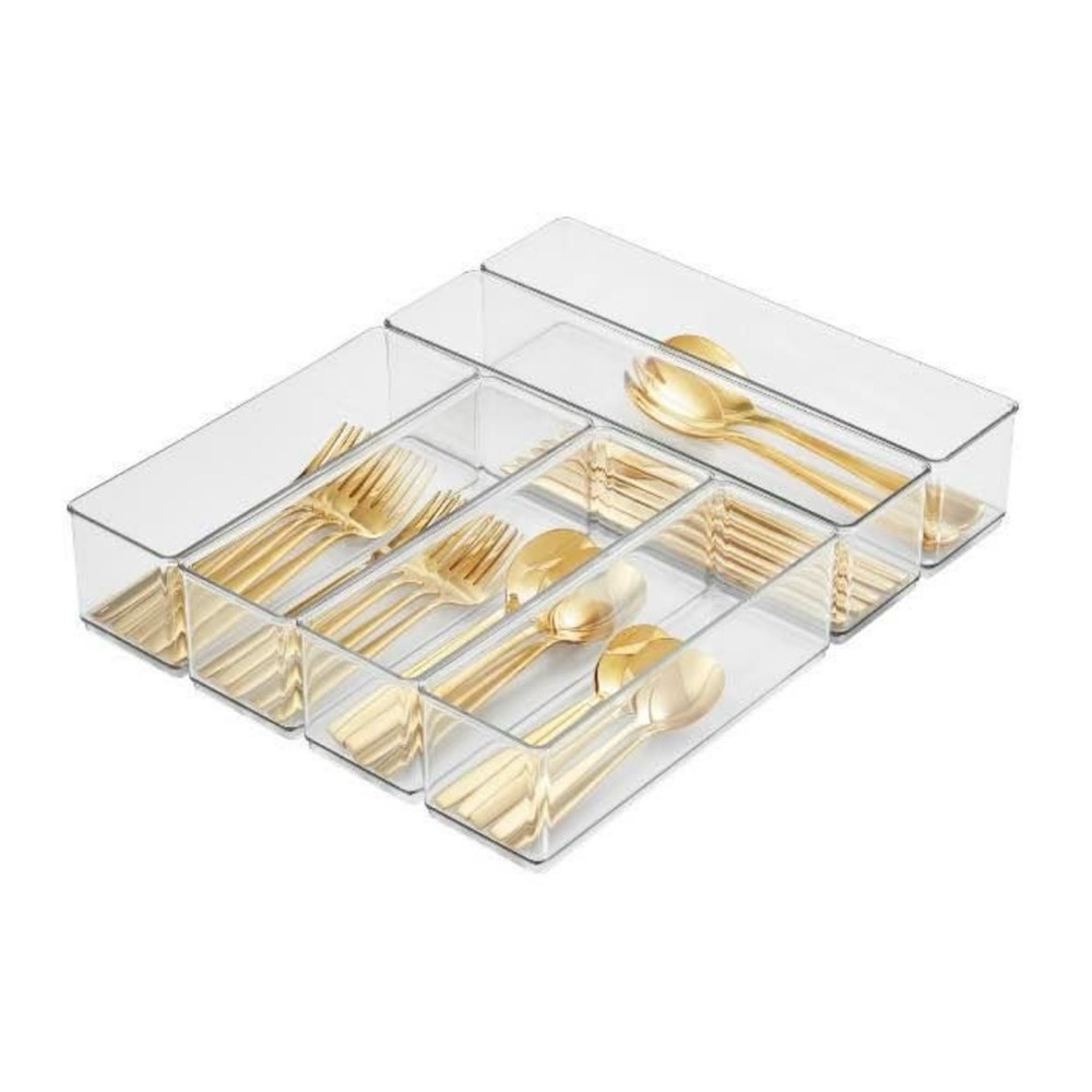 The Home Edit 6 Piece Kitchen Drawer Edit, Clear Plastic Storage System
